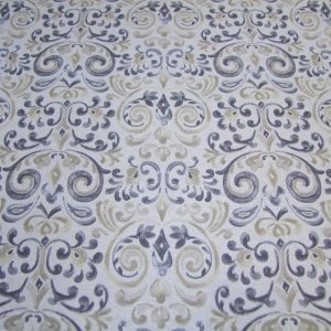 Kék és drapp indák fehér alapon (impregnált)