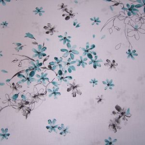 Türkiz virágok fehér alapon