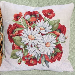 Pipacs és margaréta mintás díszpárna huzat