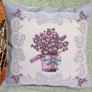 Cserepes levendula mintás díszpárna huzat