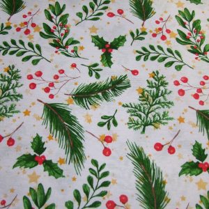 Tűlevelek, bogyók fehér alapon