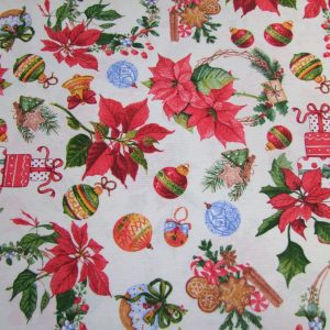 Mikulásirág díszekkel törtfehér alapon