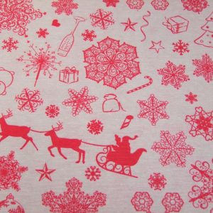 Piros karácsonyi minták drapp alapon