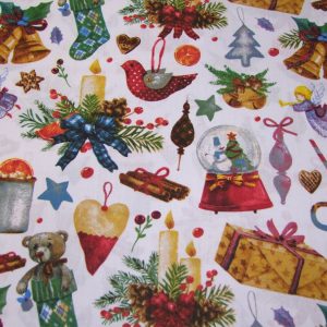 Sűrű karácsonyi nagy minta fehér alapon