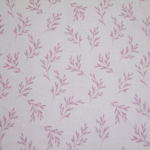 Rózsaszín (mályva) levélminta fehér alapon (puplin)