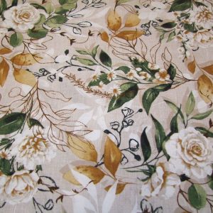 Rózsák és levelek őszi tónusban homokszín alapon