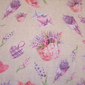 Levendulás minta bézs alapon