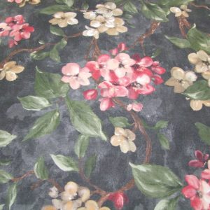 Akvarell virágok sötétszürke alapon (digitálisan nyomtatott minta)