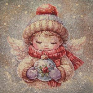 Angyal gömbbel (lurex) díszpárna huzat