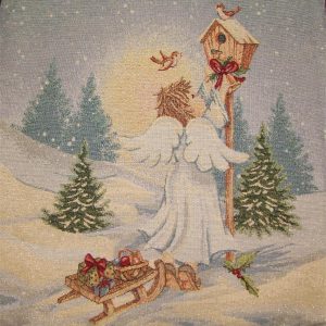 Angyalka és madárkák (lurex) díszpárna huzat