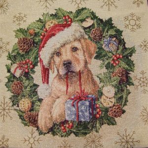 Karácsonyi kutyus (lurex) díszpárna huzat