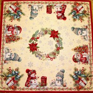 Hóember mintás lurex  asztalközép