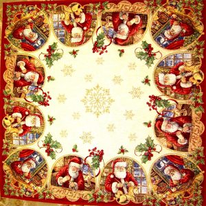 Mikulás hópelyhekkel mintás lurex  asztalközép