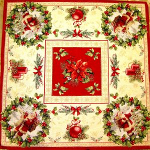 Mikulás kívánságlistával mintás lurex  asztalközép