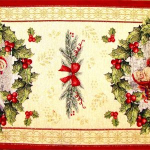 Mikulás kívánságlistával mintás lurex  asztali futó