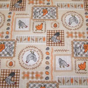 Tyúkok és tojások drapp alapon