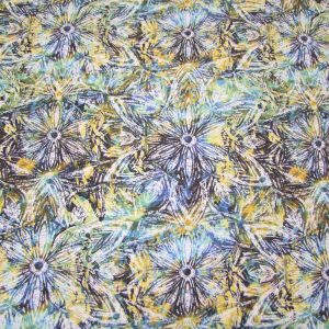 Kék-sárga-zöld minta feketével