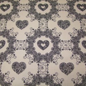 Fekete szivecskék drapp alapon